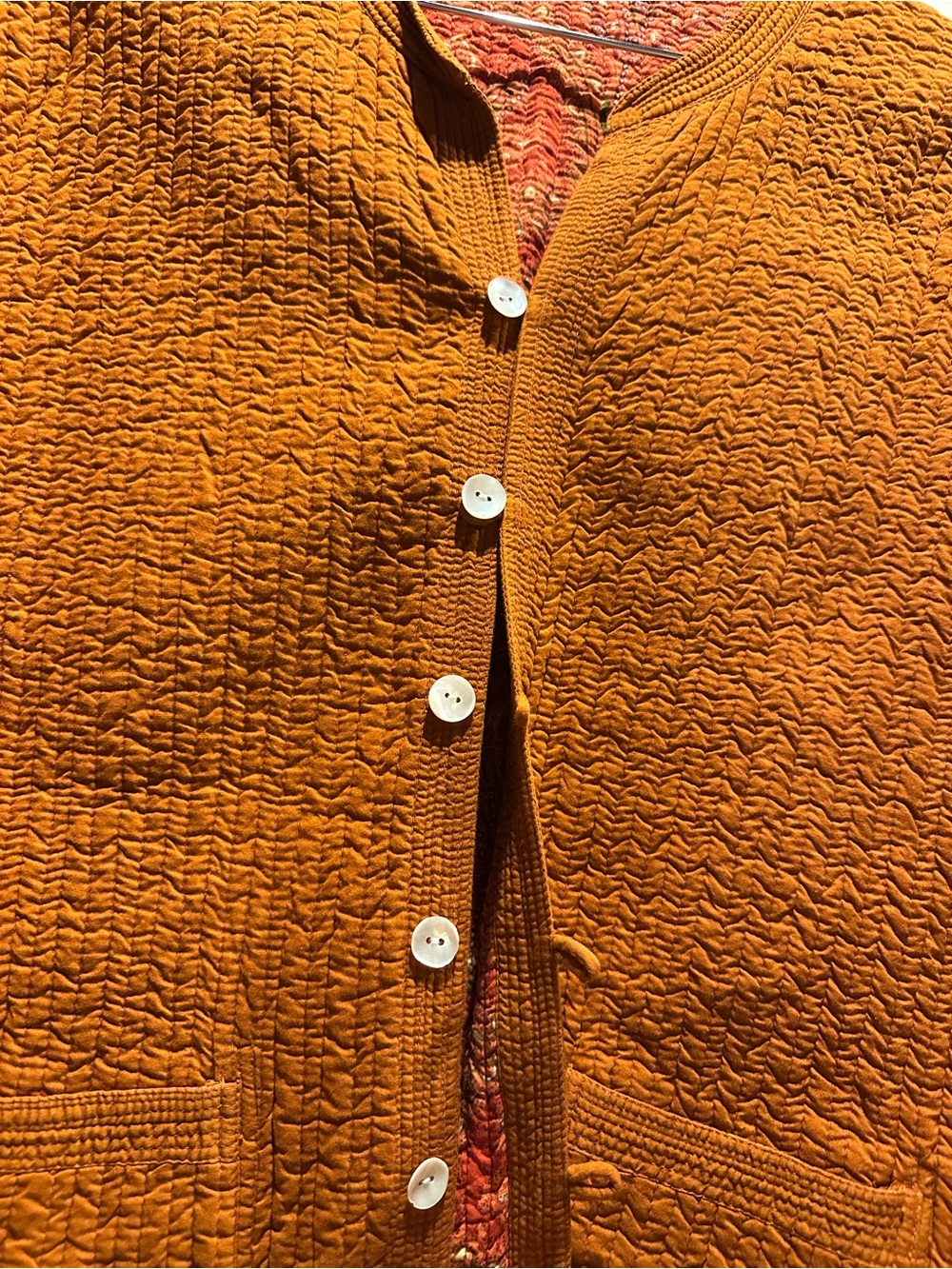 Reversible Orange Quilted Button-Front Jacket - Picture 2 of 8